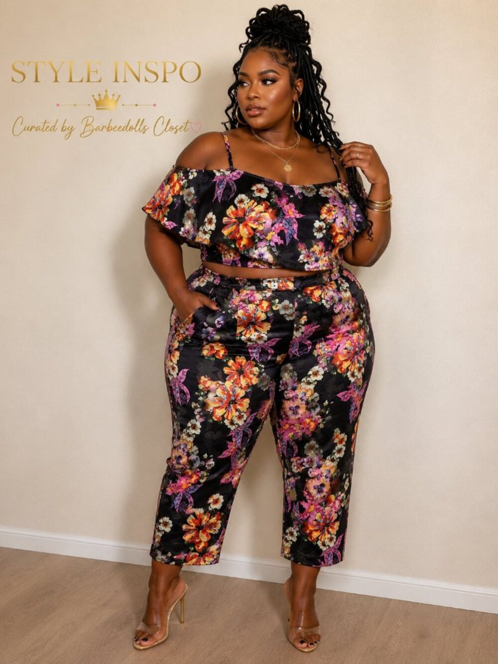 91 | Say What Floral Satin Pants Set Multicolor 3X